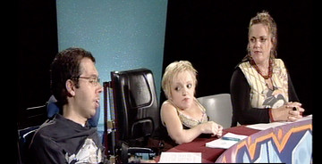 Dr George Taleporos, Stella Young and Sara McQueenie chat behind the No Limits studio desk.